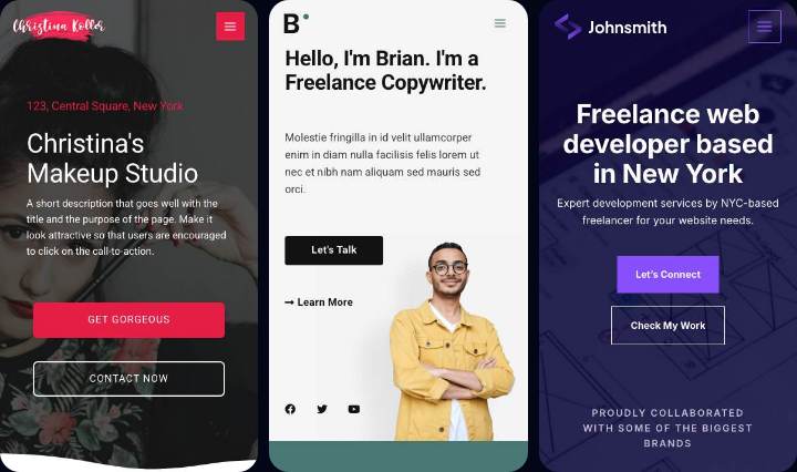 Personal Portfolios mobile collage