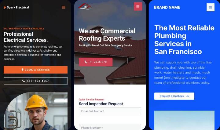 Plumber & Electrician mobile collage