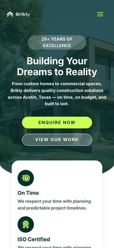 Construction Company mobile preview