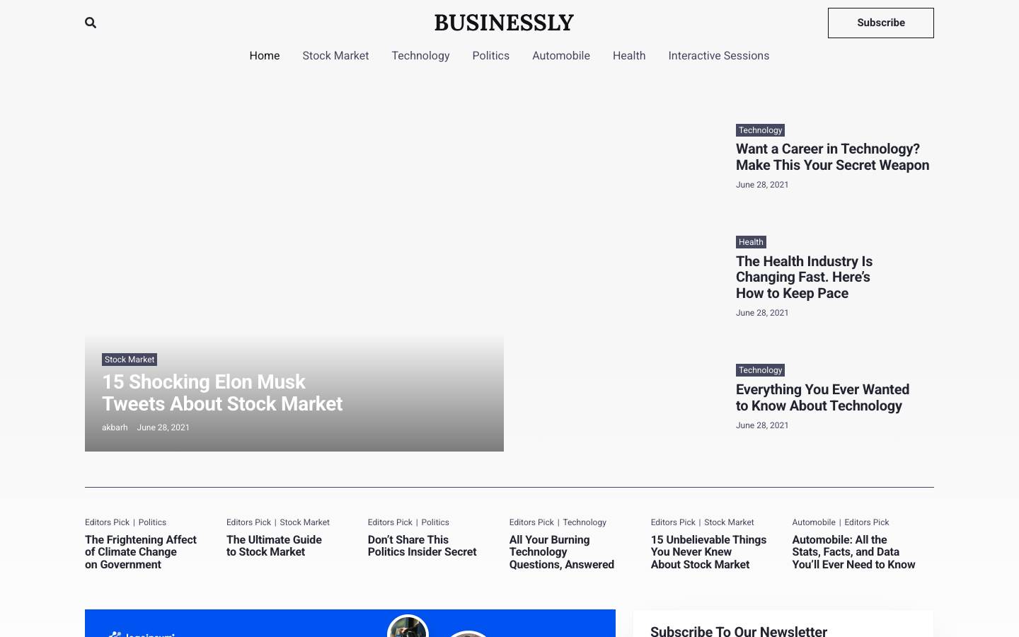 Business Blog desktop preview