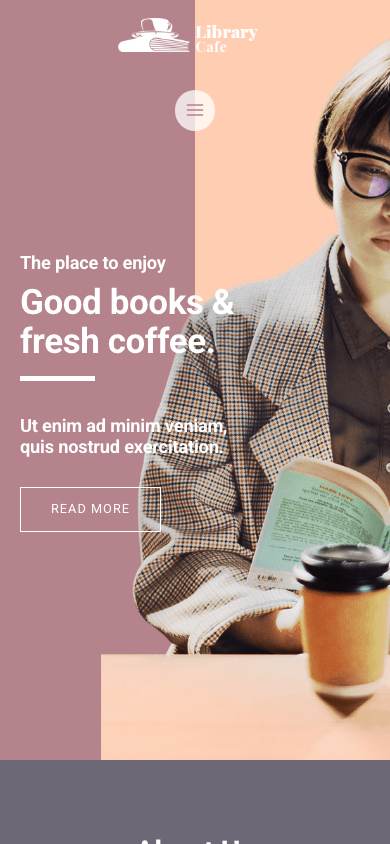 Library Cafe mobile preview