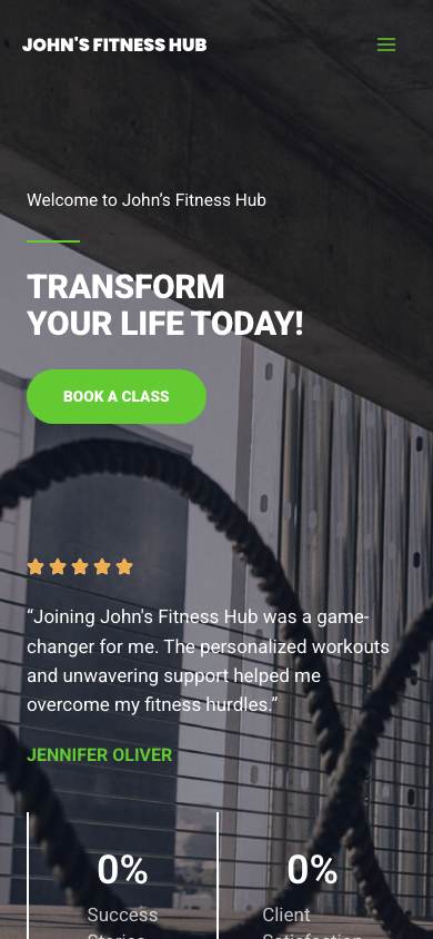John's Fitness Hub mobile preview