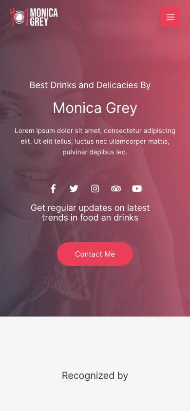 Food and Drinks Blog mobile preview