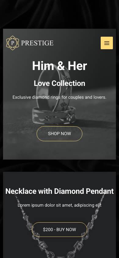 Jewellery mobile preview