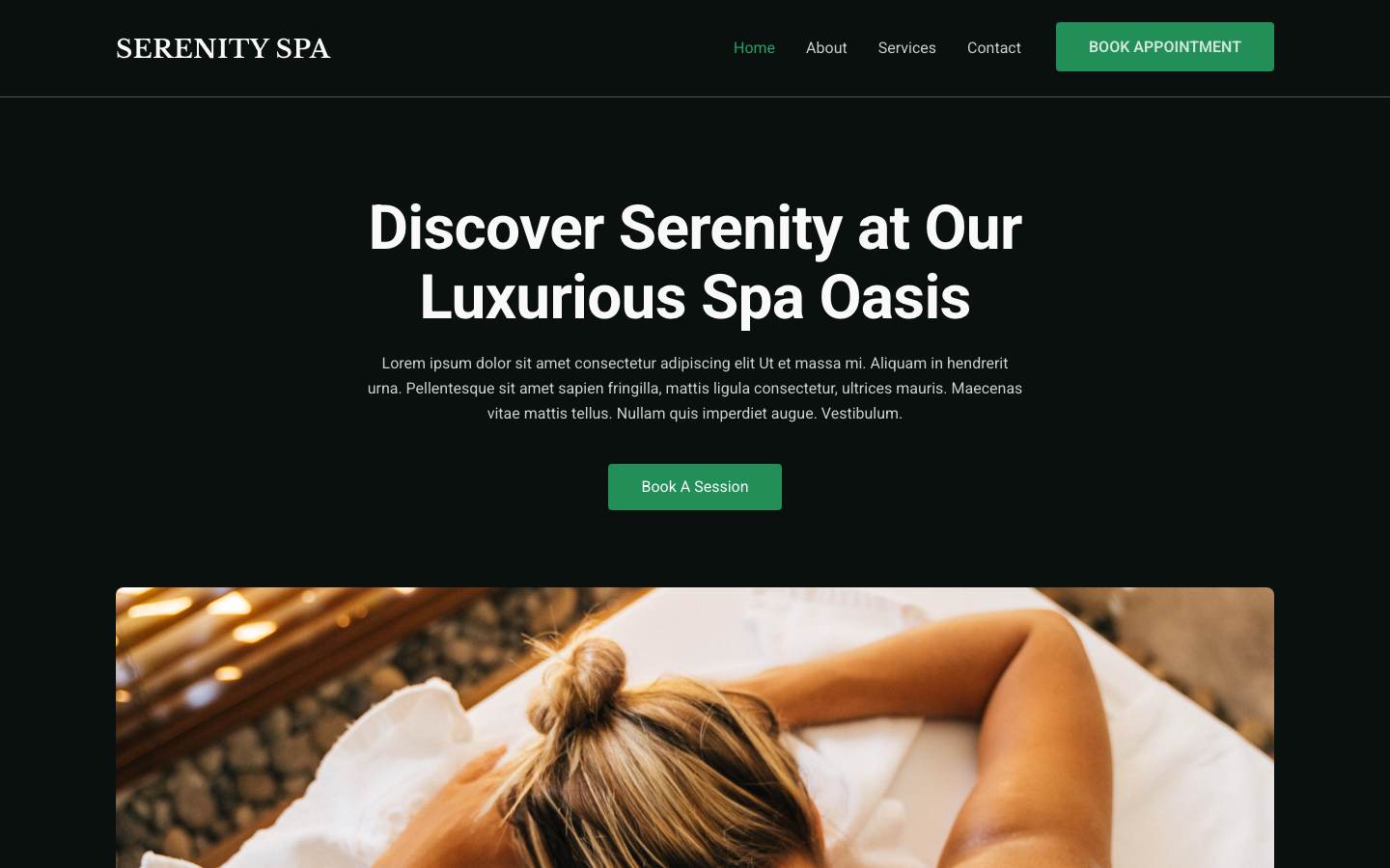 Serenity Spa desktop preview
